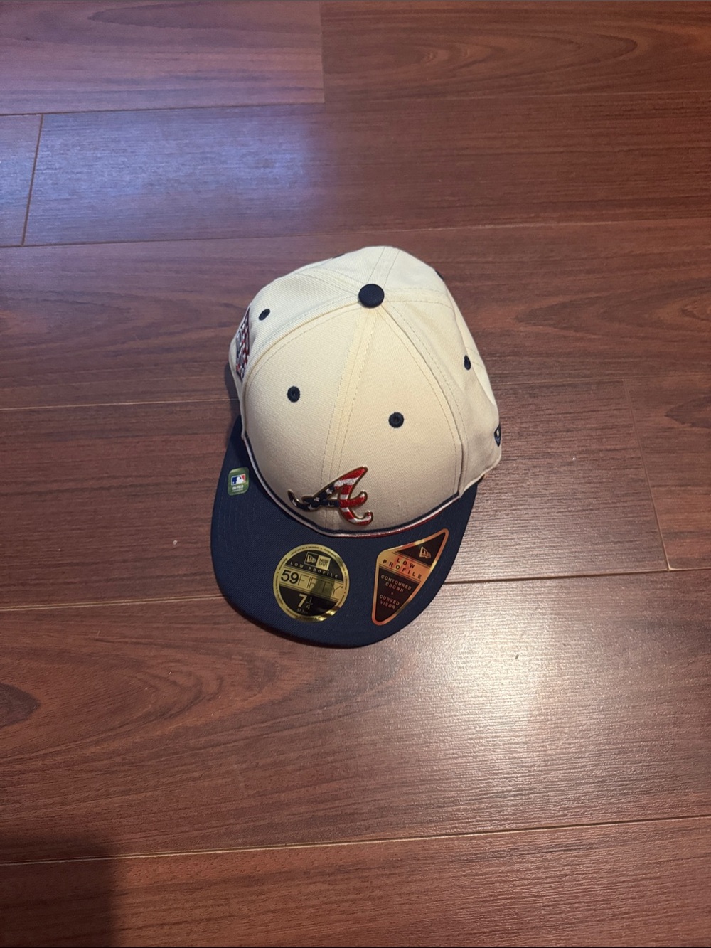 New Era Atlanta Braves Two-Tone Fitted Hat - Cream & Navy